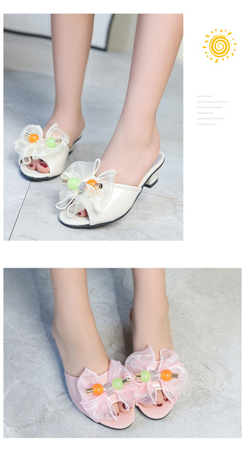 Modne, niskie obcasy koreańskie sandały dziecięce dla dziewczynek - Słodka Księżniczka, skórzane obuwie z opaską - Wianko - 9