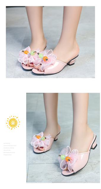 Modne, niskie obcasy koreańskie sandały dziecięce dla dziewczynek - Słodka Księżniczka, skórzane obuwie z opaską - Wianko - 10