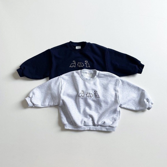 Długorękawowa bluza z haftowanym motywem dinozaura dla niemowląt i małych chłopców, bawełniana odzież codzienna (9M-3T) - Wianko - 6