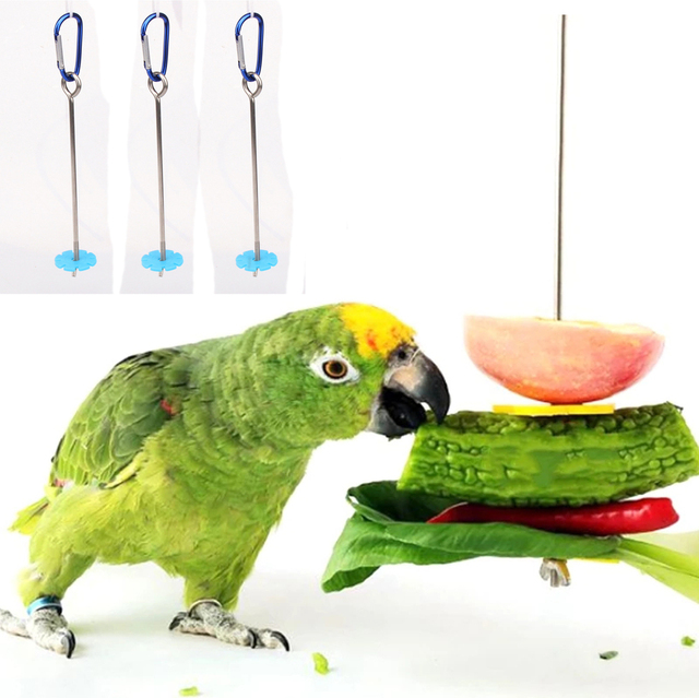 Zabawka ptak i akcesoria papuga – widelec do owoców, klatka ze stali nierdzewnej Parakeet, szpikulec (2 rozmiar) - Wianko - 2