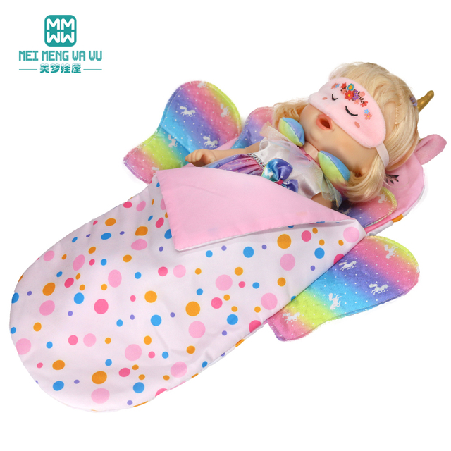 Czteroczęściowy kombinezon, śpiwór, poduszka w kształcie litery U dla noworodków akcesoria do lalki 12-18 cali - Wianko - 3