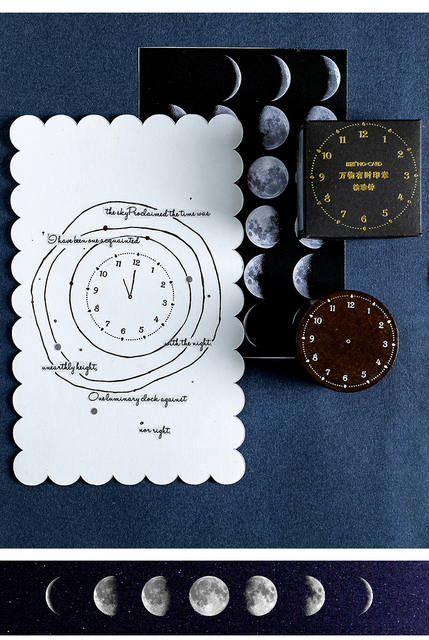 Dekoracyjna pieczęć z ptakami i astrolabium na drewnianej i gumowej stempli do scrapbookingu - vintage moon data - Wianko - 11