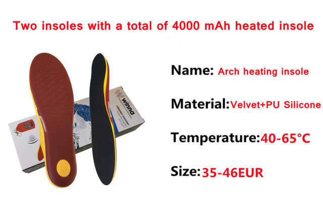 Wkładka do butów podgrzewana USB 4000mAh o kształcie łuku, idealna na zimowe przygody, polowanie, turystykę i narciarstwo - Wianko - 1