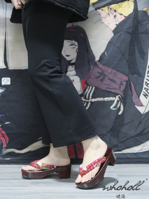 Letnie klapki damskie na drewnianej platformie - geta drewniaki japońskie kryte sandały anime cosplay - Wianko - 10