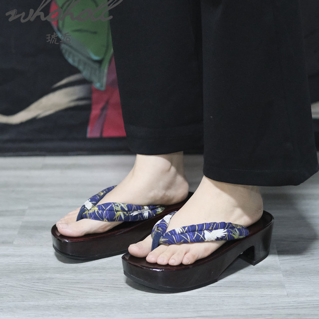 Letnie klapki damskie na drewnianej platformie - geta drewniaki japońskie kryte sandały anime cosplay - Wianko - 20