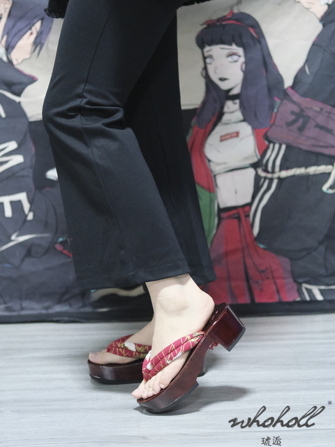 Letnie klapki damskie na drewnianej platformie - geta drewniaki japońskie kryte sandały anime cosplay - Wianko - 7