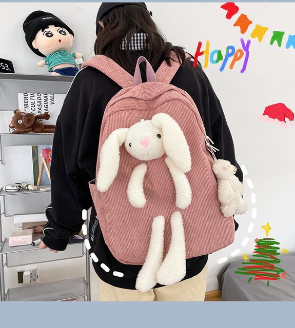 Plecak miękki pluszowy z 3D kreskówkowym królikiem w stylu Kawaii, model 2021, dla nastolatek - Wianko - 9
