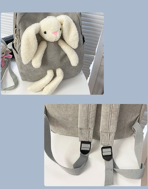 Plecak miękki pluszowy z 3D kreskówkowym królikiem w stylu Kawaii, model 2021, dla nastolatek - Wianko - 15