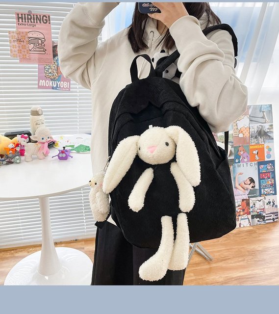 Plecak miękki pluszowy z 3D kreskówkowym królikiem w stylu Kawaii, model 2021, dla nastolatek - Wianko - 8