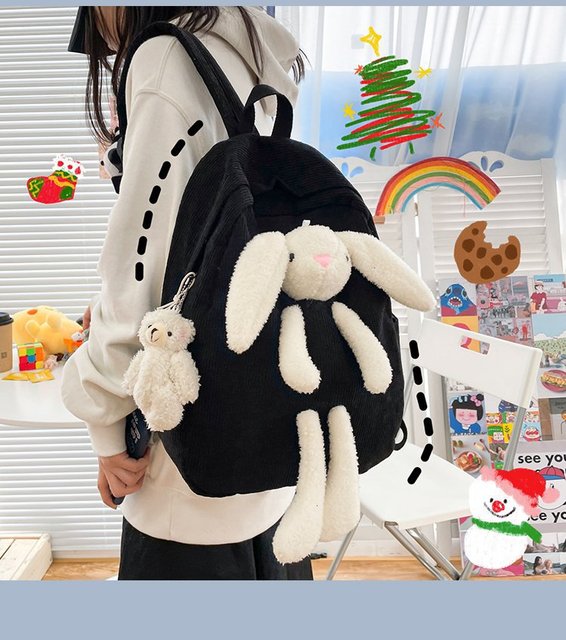 Plecak miękki pluszowy z 3D kreskówkowym królikiem w stylu Kawaii, model 2021, dla nastolatek - Wianko - 7