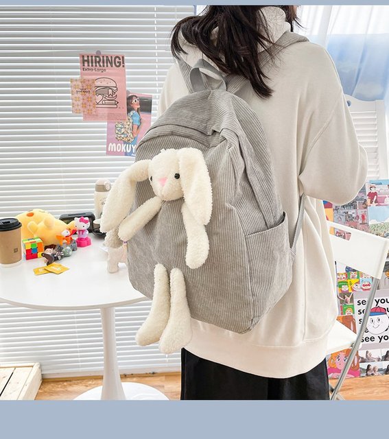 Plecak miękki pluszowy z 3D kreskówkowym królikiem w stylu Kawaii, model 2021, dla nastolatek - Wianko - 6
