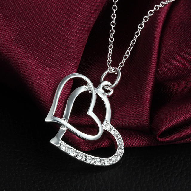 Naszyjnik wisiorek BABYLLNT z dwoma sercami, wykonany z prostej i eleganckiej 925 srebrnej biżuterii dla kobiet na imprezy i prezenty - Wianko - 3