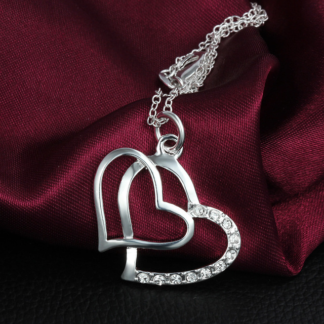 Naszyjnik wisiorek BABYLLNT z dwoma sercami, wykonany z prostej i eleganckiej 925 srebrnej biżuterii dla kobiet na imprezy i prezenty - Wianko - 4