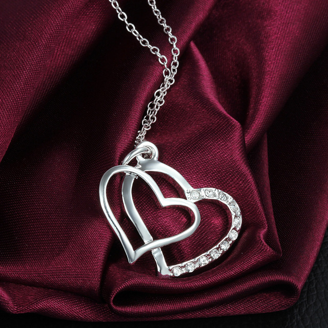 Naszyjnik wisiorek BABYLLNT z dwoma sercami, wykonany z prostej i eleganckiej 925 srebrnej biżuterii dla kobiet na imprezy i prezenty - Wianko - 5