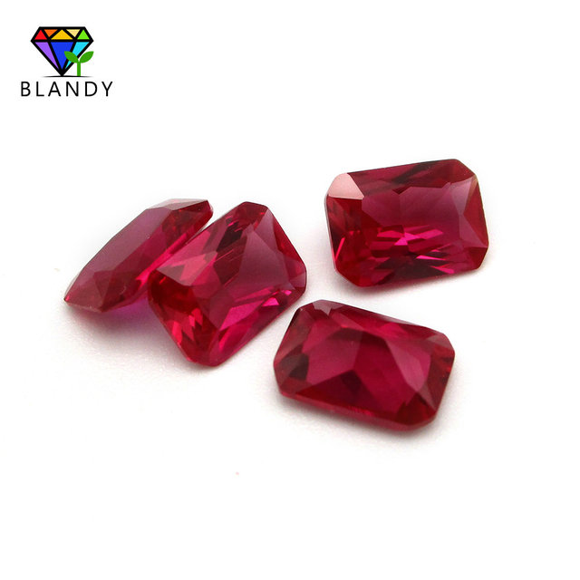 Czerwony syntetyczny kamień korundowy Rubi 3x5mm-10x12mm prostokątny kształt, jakość 5A do biżuterii - Wianko - 6