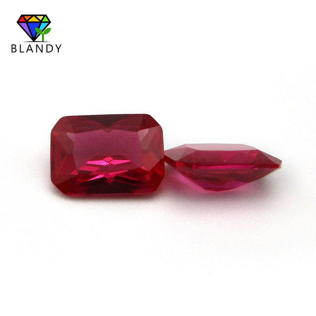 Czerwony syntetyczny kamień korundowy Rubi 3x5mm-10x12mm prostokątny kształt, jakość 5A do biżuterii - Wianko - 3