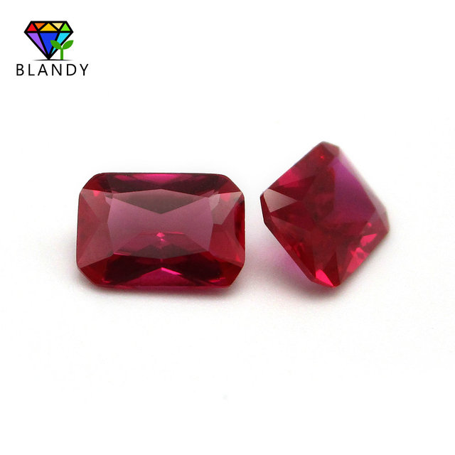 Czerwony syntetyczny kamień korundowy Rubi 3x5mm-10x12mm prostokątny kształt, jakość 5A do biżuterii - Wianko - 4
