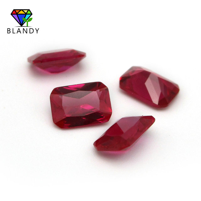 Czerwony syntetyczny kamień korundowy Rubi 3x5mm-10x12mm prostokątny kształt, jakość 5A do biżuterii - Wianko - 5