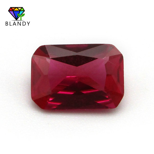 Czerwony syntetyczny kamień korundowy Rubi 3x5mm-10x12mm prostokątny kształt, jakość 5A do biżuterii - Wianko - 2