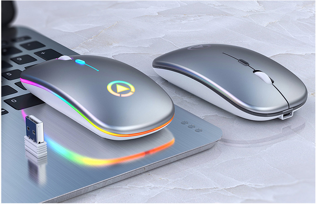 Bezprzewodowa ładowalna mysz RGB z podświetleniem LED dla biura i gier - czteroprzyciskowa, cicha, USB - Wianko - 13