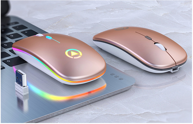 Bezprzewodowa ładowalna mysz RGB z podświetleniem LED dla biura i gier - czteroprzyciskowa, cicha, USB - Wianko - 15