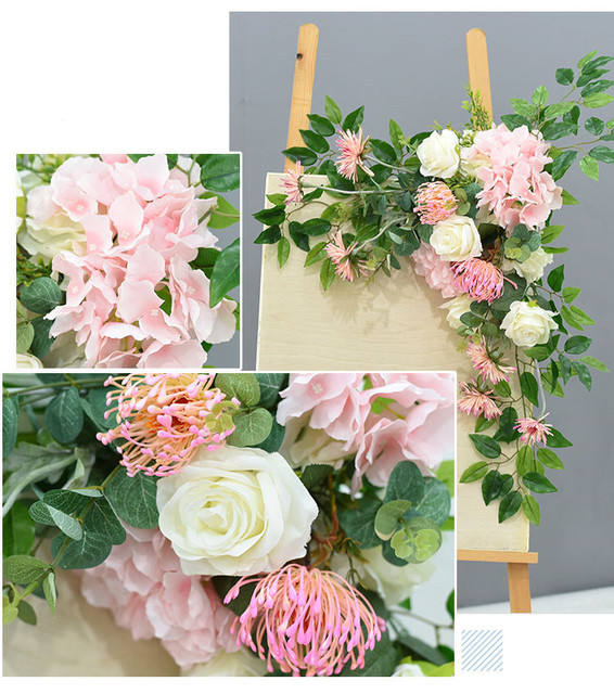 Sztuczny kwiat dekoracje ślubne wierszem - znak witający gości, kreatywne dekoracje fotografią, rekwizyty do drzwi domowych, narożne kwiaty do wianka i girlandy - Wianko - 6