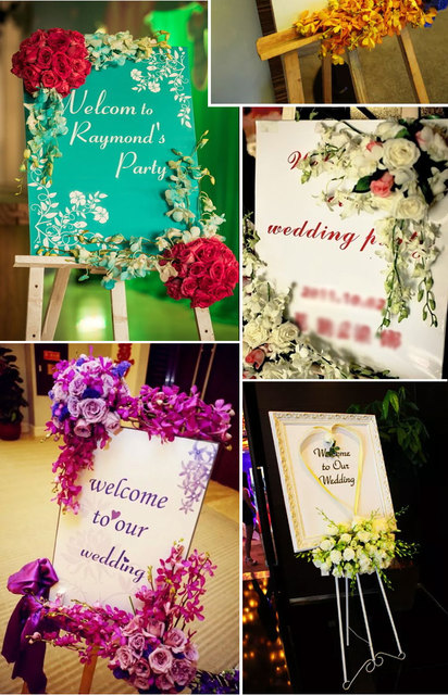 Sztuczny kwiat dekoracje ślubne wierszem - znak witający gości, kreatywne dekoracje fotografią, rekwizyty do drzwi domowych, narożne kwiaty do wianka i girlandy - Wianko - 2
