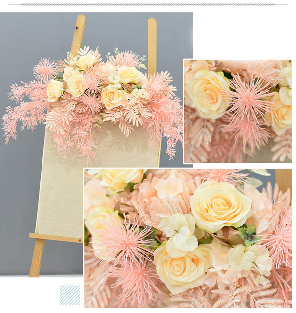 Sztuczny kwiat dekoracje ślubne wierszem - znak witający gości, kreatywne dekoracje fotografią, rekwizyty do drzwi domowych, narożne kwiaty do wianka i girlandy - Wianko - 5