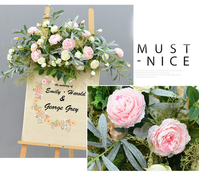 Sztuczny kwiat dekoracje ślubne wierszem - znak witający gości, kreatywne dekoracje fotografią, rekwizyty do drzwi domowych, narożne kwiaty do wianka i girlandy - Wianko - 9
