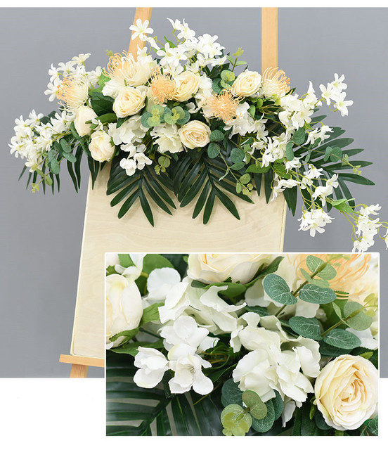 Sztuczny kwiat dekoracje ślubne wierszem - znak witający gości, kreatywne dekoracje fotografią, rekwizyty do drzwi domowych, narożne kwiaty do wianka i girlandy - Wianko - 7