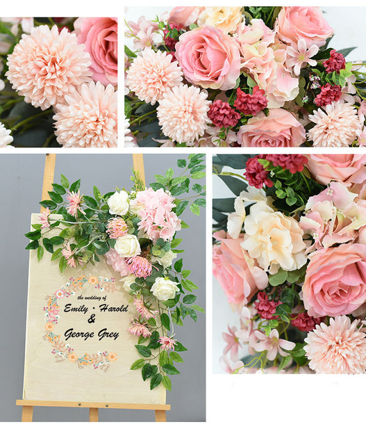 Sztuczny kwiat dekoracje ślubne wierszem - znak witający gości, kreatywne dekoracje fotografią, rekwizyty do drzwi domowych, narożne kwiaty do wianka i girlandy - Wianko - 4