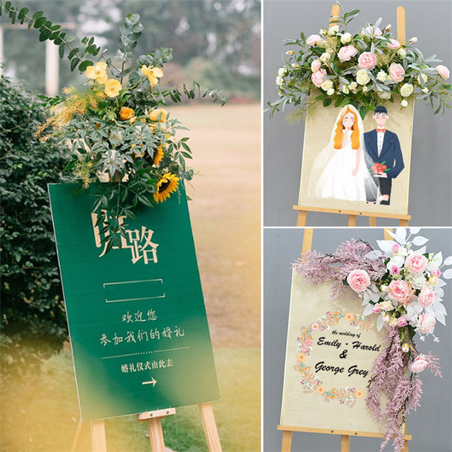 Sztuczny kwiat dekoracje ślubne wierszem - znak witający gości, kreatywne dekoracje fotografią, rekwizyty do drzwi domowych, narożne kwiaty do wianka i girlandy - Wianko - 16