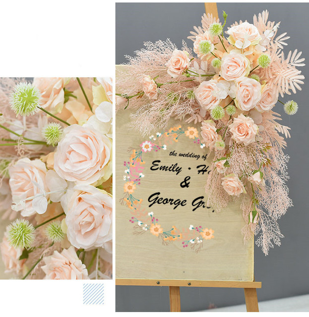 Sztuczny kwiat dekoracje ślubne wierszem - znak witający gości, kreatywne dekoracje fotografią, rekwizyty do drzwi domowych, narożne kwiaty do wianka i girlandy - Wianko - 11