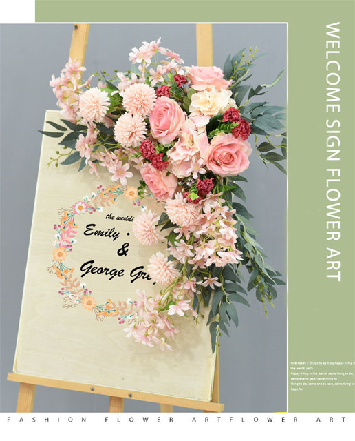 Sztuczny kwiat dekoracje ślubne wierszem - znak witający gości, kreatywne dekoracje fotografią, rekwizyty do drzwi domowych, narożne kwiaty do wianka i girlandy - Wianko - 18