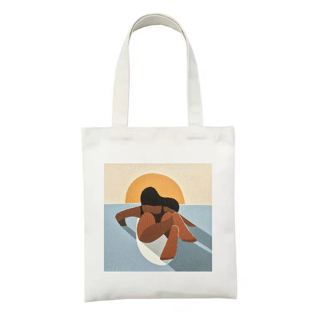 Płócienna torba na ramię dla kobiet z motywem słońca i księżyca - Wianko - 21