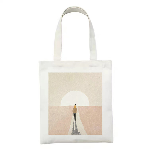 Płócienna torba na ramię dla kobiet z motywem słońca i księżyca - Wianko - 5