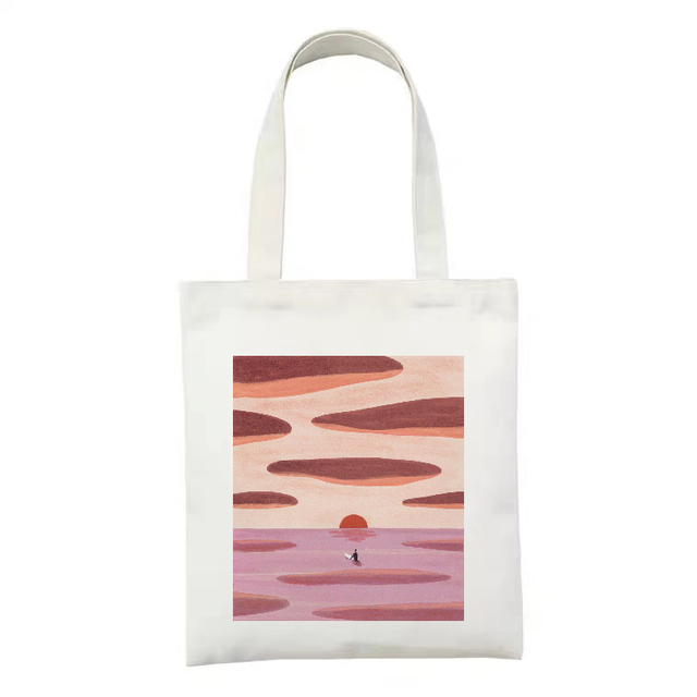Płócienna torba na ramię dla kobiet z motywem słońca i księżyca - Wianko - 13