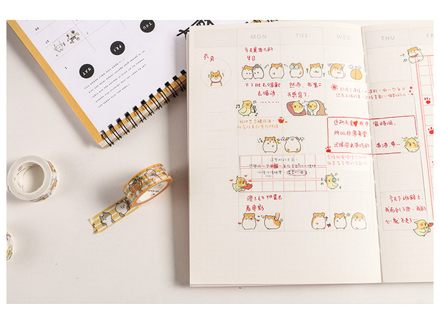 Taśma maskująca z motywem pandy do dekoracji albumów fotograficznych - rodzina słodkich zwierzaków: pies, kot, papierowe naklejki DIY ręcznie robione - Wianko - 12