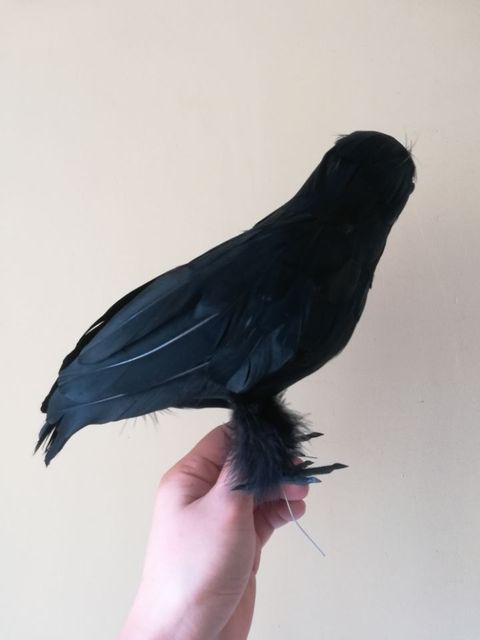 Zabawka Pluszowy czarny kruk - Pióra wrona ptak, rekwizyt na Halloween, 30 cm (H1002) - Wianko - 3