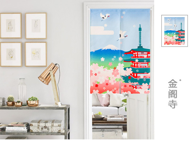 Zasłona do drzwi Home Decor w japońskim stylu z kwiatowym wzorem i krajobrazem - Wianko - 8