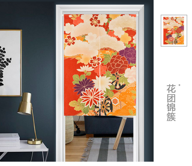 Zasłona do drzwi Home Decor w japońskim stylu z kwiatowym wzorem i krajobrazem - Wianko - 4