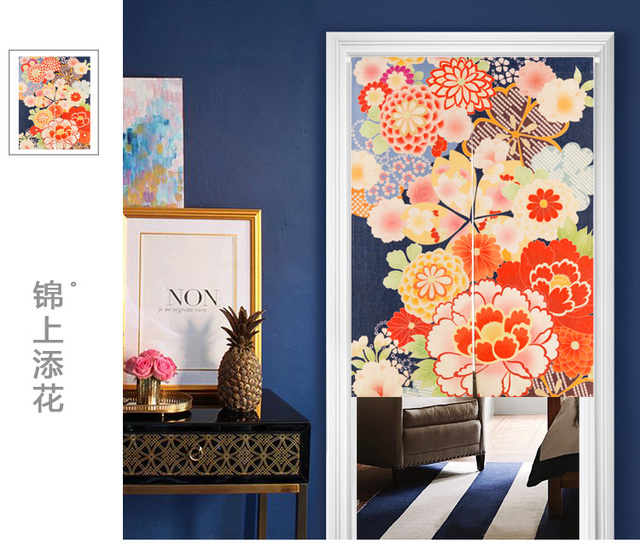 Zasłona do drzwi Home Decor w japońskim stylu z kwiatowym wzorem i krajobrazem - Wianko - 6
