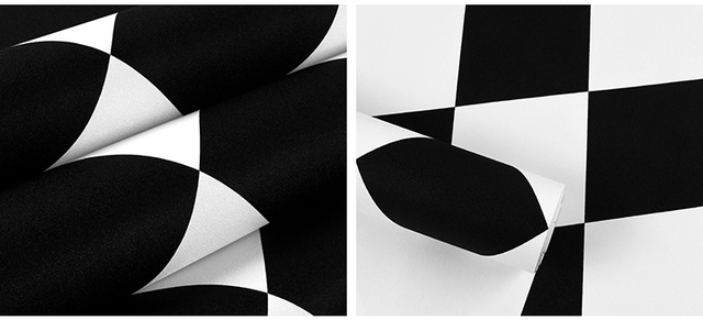 Tapeta czarno-biała plaid o prostym diamentowym wzorze w stylu skandynawskim-amerykańsko-chińskim, małych kwadratów - Wianko - 5