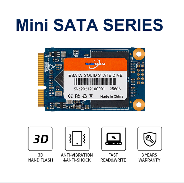 Walram SSD mSATA 128GB/256GB/512GB/1TB SATA 3.0 pół rozmiaru – Wewnętrzny dysk SSD do tabletu i laptopa mSATA pół rozmiaru - Wianko - 2
