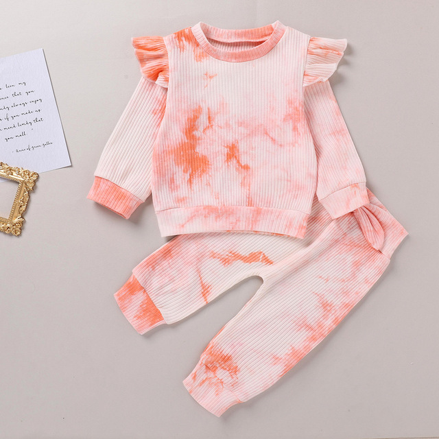 Zestaw Baby Girl jesienno-wiosenny: Tie-dye stroje z długim rękawem T-shirt + spodnie, 1-4 lat - Wianko - 10