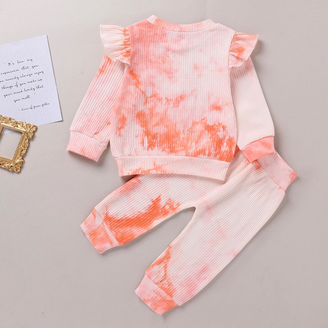 Zestaw Baby Girl jesienno-wiosenny: Tie-dye stroje z długim rękawem T-shirt + spodnie, 1-4 lat - Wianko - 11