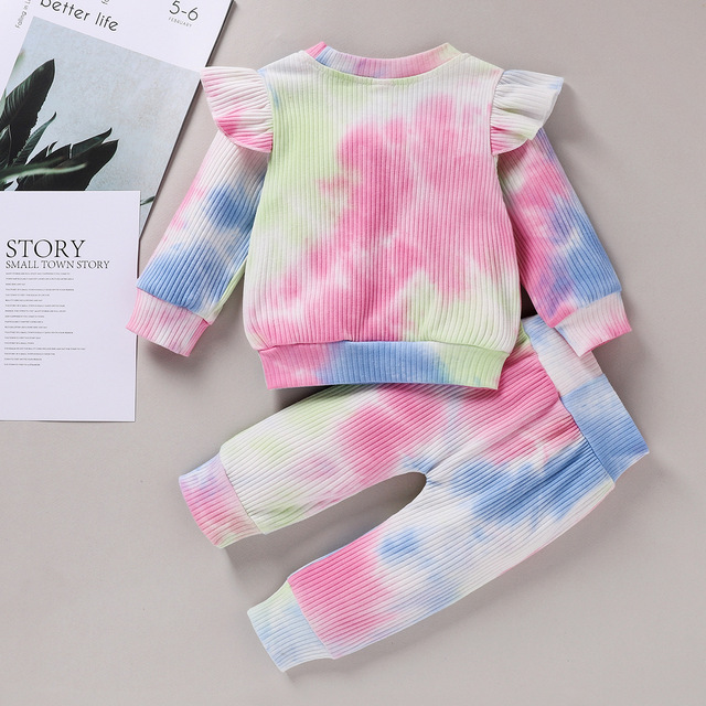 Zestaw Baby Girl jesienno-wiosenny: Tie-dye stroje z długim rękawem T-shirt + spodnie, 1-4 lat - Wianko - 25