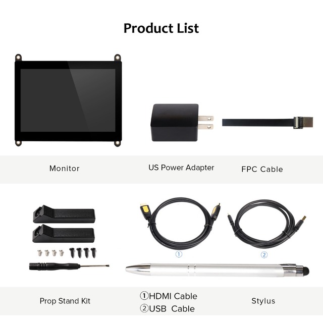 UPERFECT Przenośny Monitor LCD 5 Cali z Wyświetlaczem Dotykowym IPS, 800*480, 16:9, USB, HDMI, Dwa Głośniki, Kompatybilny z Raspberry Pi - Wianko - 13