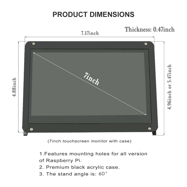 7-calowy monitor LCD z ekranem dotykowym o pojemności, rozdzielczości 1024x600, wspierający Raspberry Pi, Banana Pi i Windows - Wianko - 12