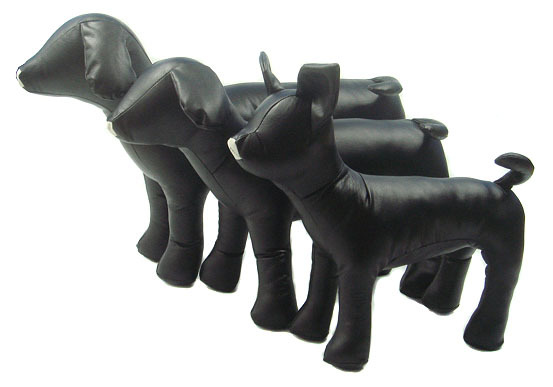Skórzany manekin w kształcie psa DML-001AB, czarno-biały, pozycja stojąca - Wianko - 4